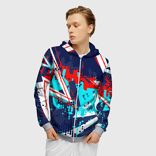 Мужская толстовка на молнии Яркий абстрактный узор для спорта / 3D-Меланж – фото 3