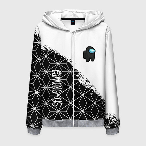 Мужская толстовка на молнии Among us mobile game retro / 3D-Меланж – фото 1