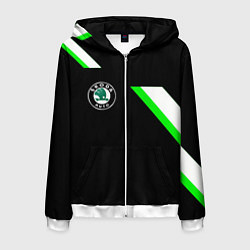 Толстовка 3D на молнии мужская Skoda geometry, цвет: 3D-белый