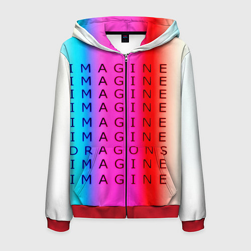 Мужская толстовка на молнии Imagine Dragons neon rock / 3D-Красный – фото 1