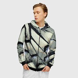 Толстовка 3D на молнии мужская Абстракция - крыло бабочки, цвет: 3D-черный — фото 2