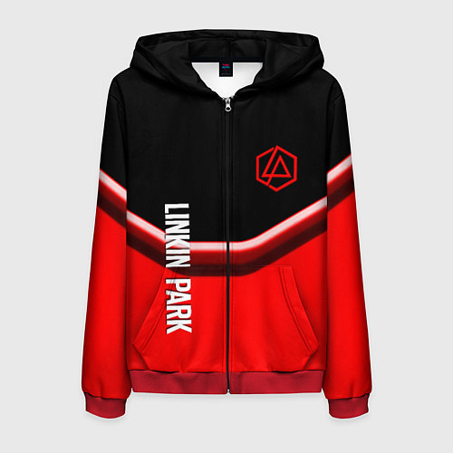 Мужская толстовка на молнии Linkin park geometry line steel / 3D-Красный – фото 1