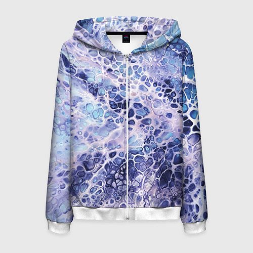 Мужская толстовка на молнии Абстракция текстура воды и мрамора / 3D-Белый – фото 1