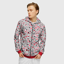 Толстовка 3D на молнии мужская Человечки с антенками, цвет: 3D-красный — фото 2