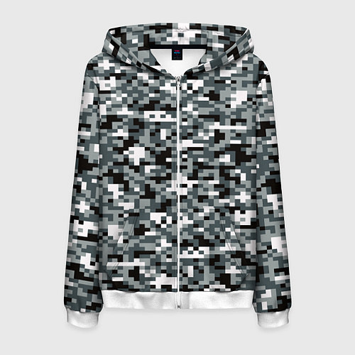 Мужская толстовка на молнии Камуфляжные пиксели текстура / 3D-Белый – фото 1
