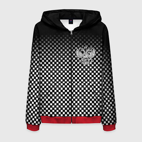 Мужская толстовка на молнии Россия клетка паттерн / 3D-Красный – фото 1