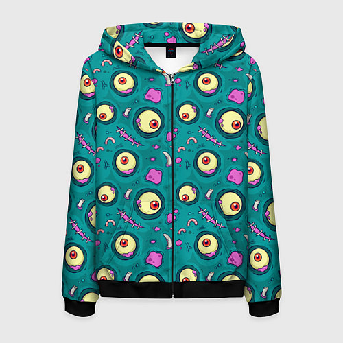 Мужская толстовка на молнии Глаза оборотней / 3D-Черный – фото 1