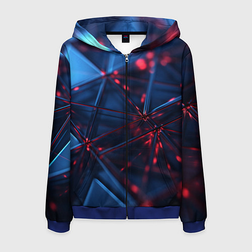 Мужская толстовка на молнии Абстрактные треугольные элементы / 3D-Синий – фото 1