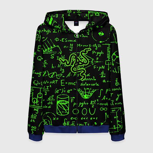 Мужская толстовка на молнии Razer patten symbol / 3D-Синий – фото 1