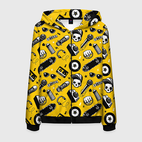 Мужская толстовка на молнии Музыкальный орнамент / 3D-Черный – фото 1