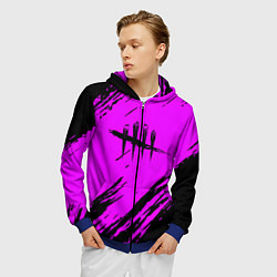 Толстовка 3D на молнии мужская Dead by daylight краски абстракция, цвет: 3D-синий — фото 2