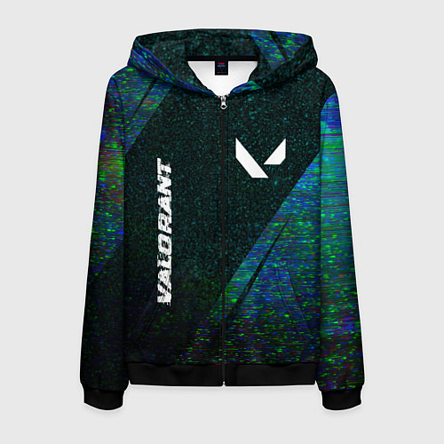 Мужская толстовка на молнии Valorant glitch blue cybersport / 3D-Черный – фото 1