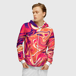 Толстовка 3D на молнии мужская Абстракция кислотно мраморный фон, цвет: 3D-белый — фото 2