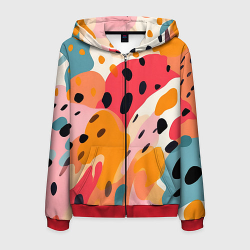 Мужская толстовка на молнии Яркие пятна / 3D-Красный – фото 1