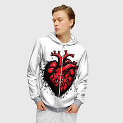 Толстовка 3D на молнии мужская Черно-красное сердце настоящее, цвет: 3D-меланж — фото 2