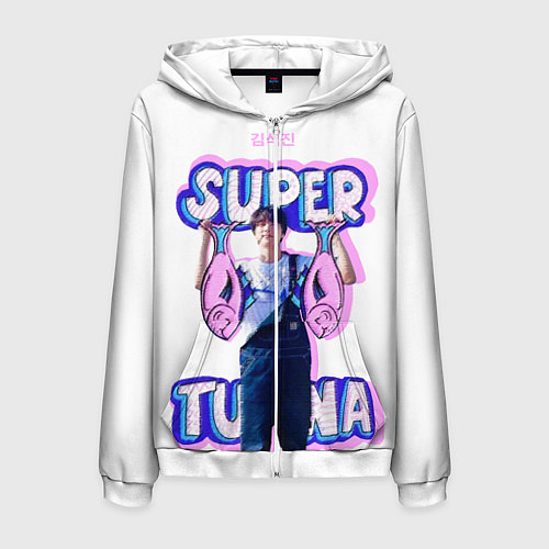 Мужская толстовка на молнии BTS Super Tuna / 3D-Белый – фото 1