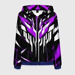 Толстовка 3D на молнии мужская Purple and white abstraction on a black background, цвет: 3D-синий