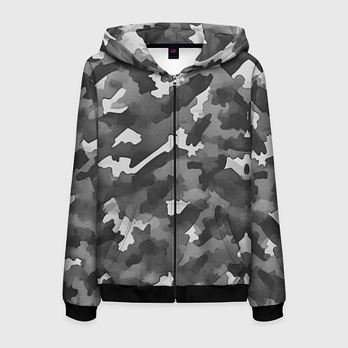 Мужская толстовка на молнии Городской камуфляж внутренних войск / 3D-Черный – фото 1