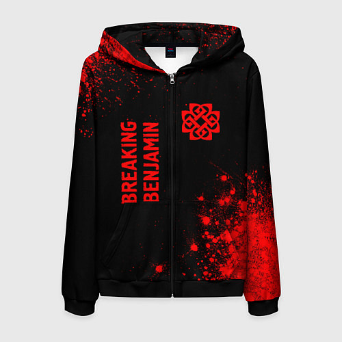 Мужская толстовка на молнии Breaking Benjamin - red gradient вертикально / 3D-Черный – фото 1