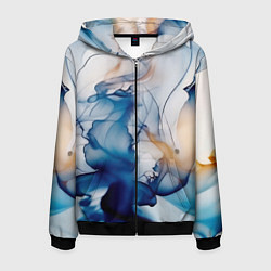 Толстовка 3D на молнии мужская Синий батик, цвет: 3D-черный
