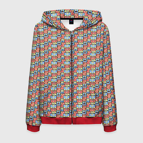 Мужская толстовка на молнии Монстры и человечки / 3D-Красный – фото 1