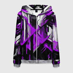 Мужская толстовка на молнии White and purple abstraction on a black background