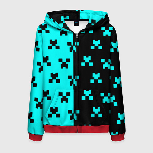Мужская толстовка на молнии Minecraft pattern game / 3D-Красный – фото 1