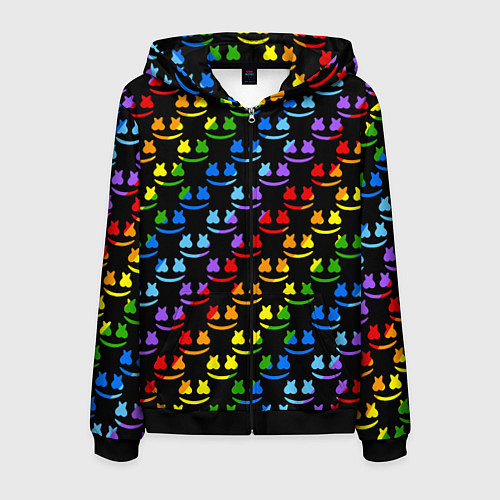 Мужская толстовка на молнии Marshmello dj colors / 3D-Черный – фото 1