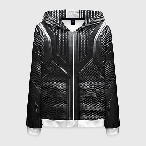 Мужская толстовка на молнии Карбоновый байкер / 3D-Белый – фото 1