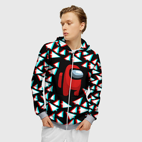 Мужская толстовка на молнии Амонг ас телеграм / 3D-Меланж – фото 3