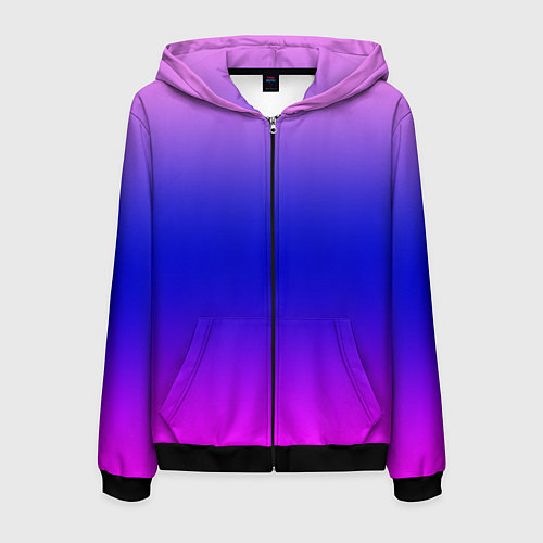 Мужская толстовка на молнии Неоновая градиент абстракция / 3D-Черный – фото 1