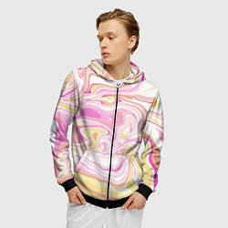 Толстовка 3D на молнии мужская Абстракция мраморный фон, цвет: 3D-черный — фото 2