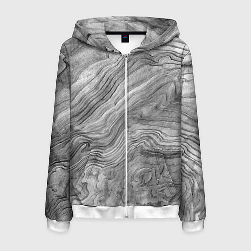 Мужская толстовка на молнии Текстура дерева - абстракция / 3D-Белый – фото 1