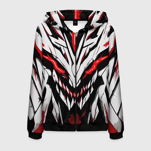 Мужская толстовка на молнии Красное абстрактное лицо монстра / 3D-Черный – фото 1