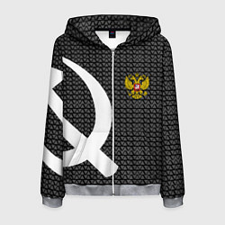 Толстовка 3D на молнии мужская Россия паттерн ссср, цвет: 3D-меланж