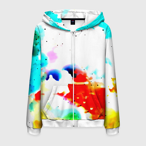 Мужская толстовка на молнии Космическая текстура краски / 3D-Белый – фото 1