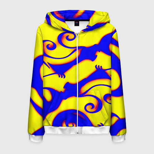 Мужская толстовка на молнии Аниме драконы неон / 3D-Белый – фото 1