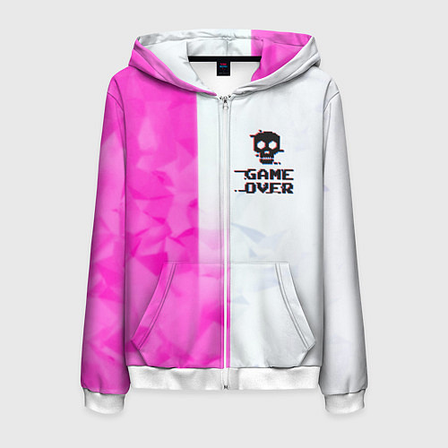 Мужская толстовка на молнии Game over pink abstraction / 3D-Белый – фото 1