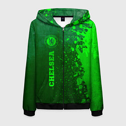 Толстовка 3D на молнии мужская Chelsea - green gradient по-вертикали, цвет: 3D-черный