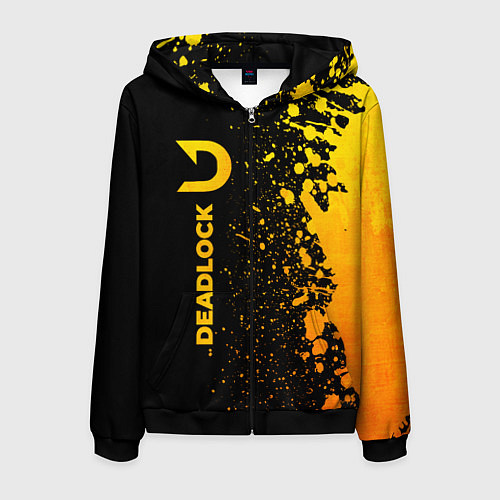 Мужская толстовка на молнии Deadlock - gold gradient по-вертикали / 3D-Черный – фото 1