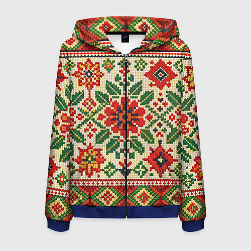 Мужская толстовка на молнии Славянский узор и орнамент / 3D-Синий – фото 1