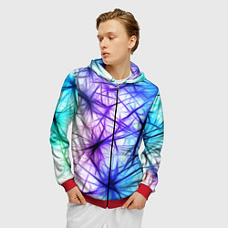 Толстовка 3D на молнии мужская Неоновые нервы, цвет: 3D-красный — фото 2