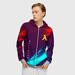 Толстовка 3D на молнии мужская Half life stripes neon, цвет: 3D-меланж — фото 2