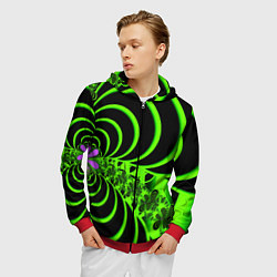 Толстовка 3D на молнии мужская Оптические иллюзии абстракция, цвет: 3D-красный — фото 2