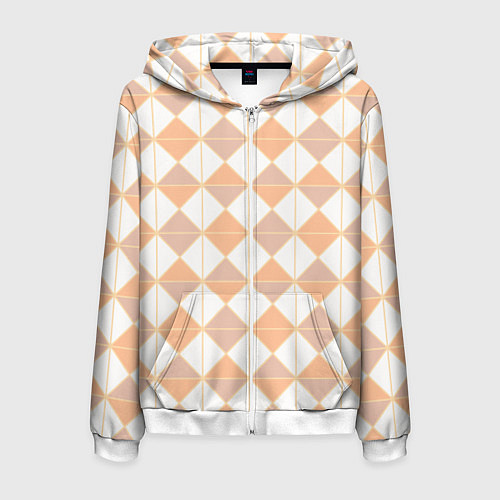 Мужская толстовка на молнии Персиковые ромбы / 3D-Белый – фото 1