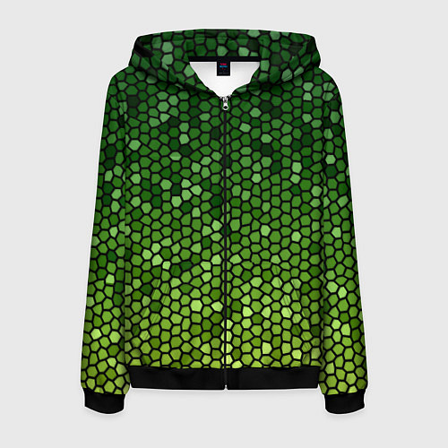 Мужская толстовка на молнии Мозаика под зеленую змею / 3D-Черный – фото 1