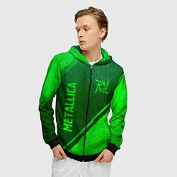 Толстовка 3D на молнии мужская Metallica - green gradient вертикально, цвет: 3D-черный — фото 2