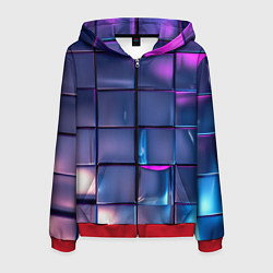 Толстовка 3D на молнии мужская Неоновые кубики, цвет: 3D-красный