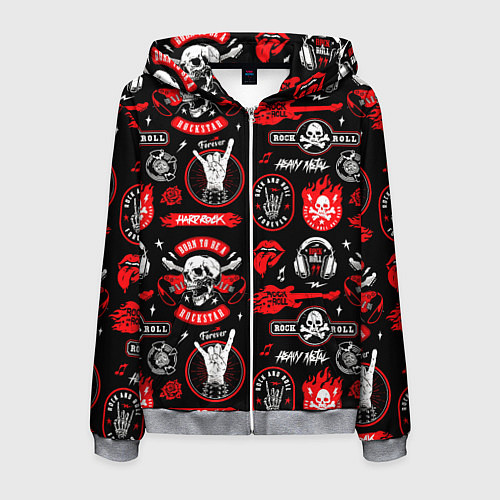 Мужская толстовка на молнии Рок звезда паттерн / 3D-Меланж – фото 1