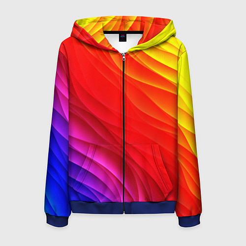 Мужская толстовка на молнии Абстрактные волны текстура / 3D-Синий – фото 1